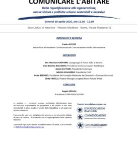 <h3>“COMUNICARE L’ABITARE. DALLA RIQUALIFICAZIONE ALLA RIGENERAZIONE, NUOVE VISIONI E POLITICHE URBANE SOSTENIBILI E INCLUSIVE”</h3>